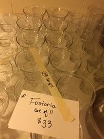 #90 Fostoria Set of 11 Water goblets $33.00