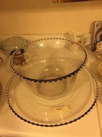 #91 Candlewick Punch Bowl w/underplate $40.00