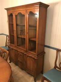 #7 B F Huntley furniture french provinchal china cabinet w 2 drawer/4 doors 1 piece 48x16x70 $75.00