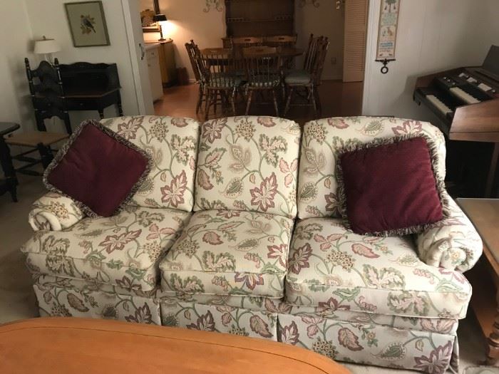 #20 lazy boy cream/rose leaf pattern sofa 7 foot $120.00