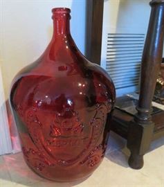 Large Red Merlot Glass Jug Floor Vase