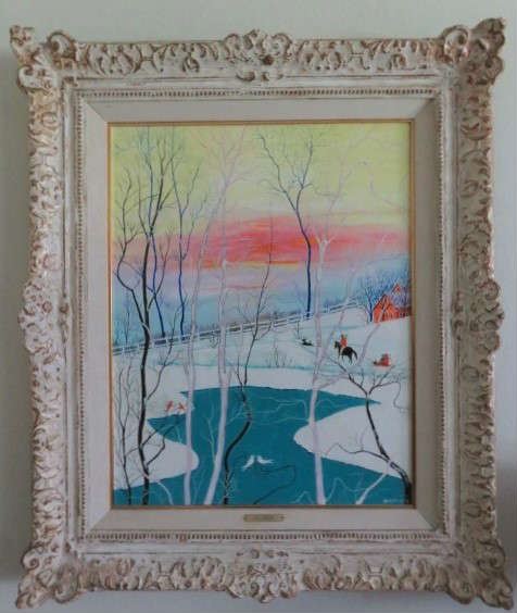 Artist Signed Kay Ameche (American 1904-2005) "Winter in all It's Glory", Original Oil On Canvas