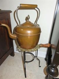 Copper Tea Kettle/ Brass Trivet Stand