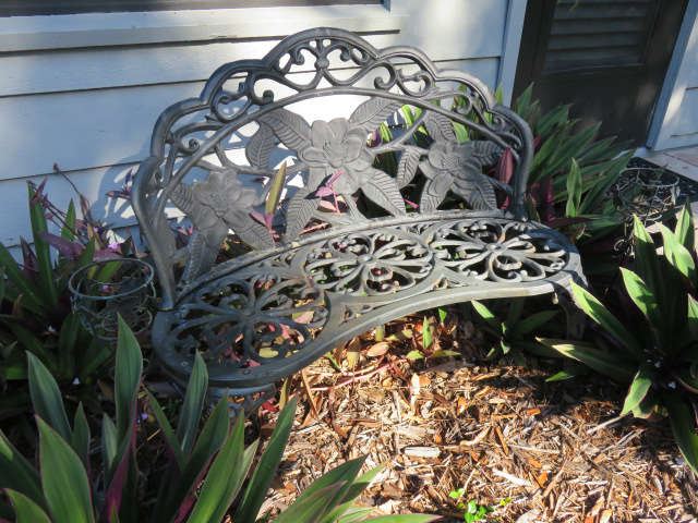 Cast Iron Metal Floral Garden Bench