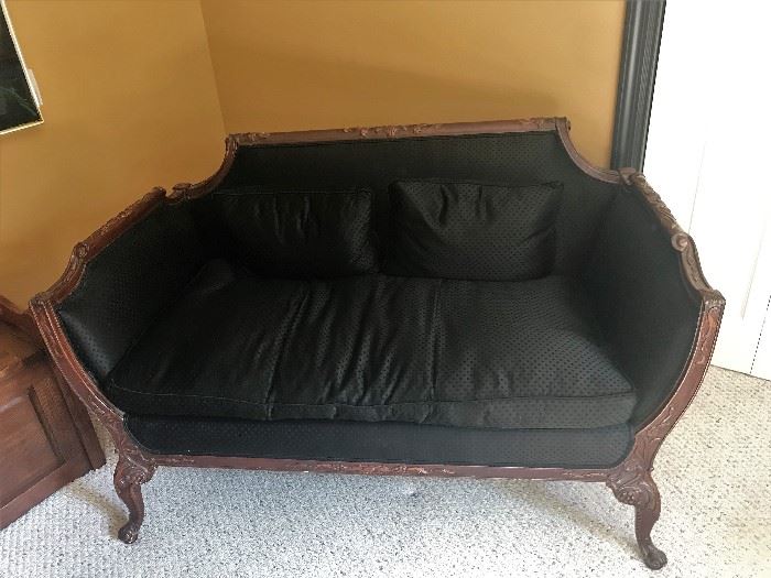 Fabulous Antique Settee with New Fabric and Down Filling 
