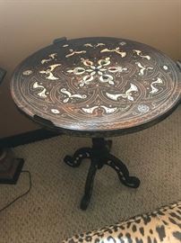 Unique Antique End Table with Inlay