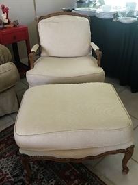 French Country Arm Chair with Ottoman in Perfect Condition!