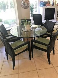 Fab Glass Table with Five arm Chairs 