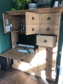 Computer cabinet/desk with pull down desk