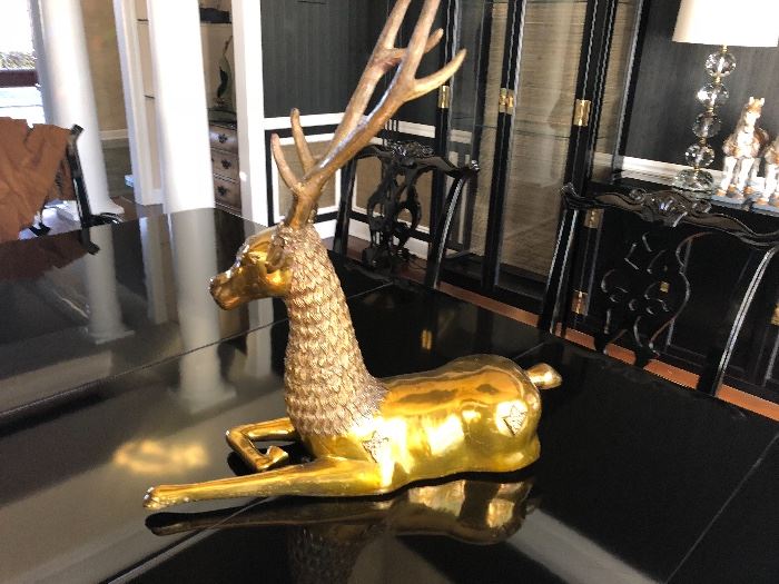 solid brass deer statue, large