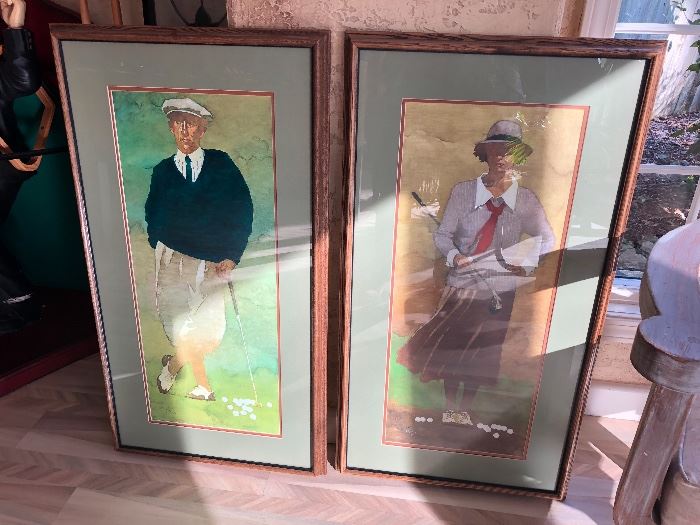 golf prints, framed