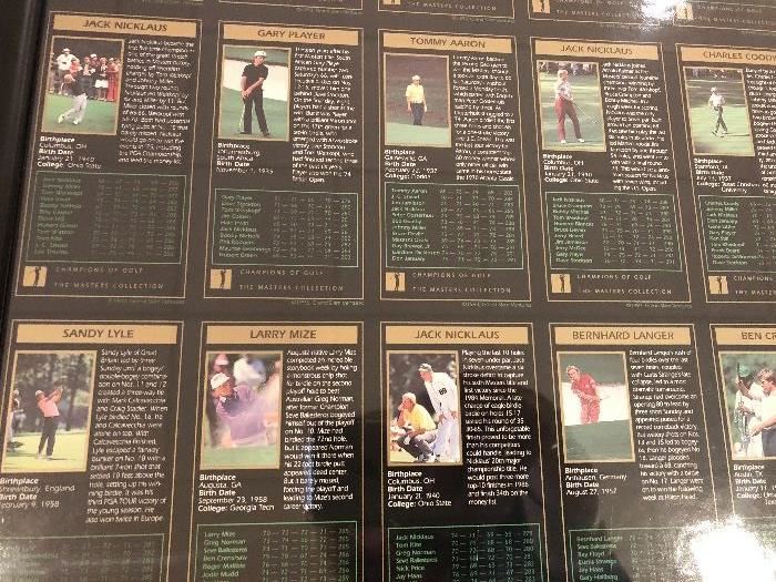 Champions of Golf, the Masters Collection, framed