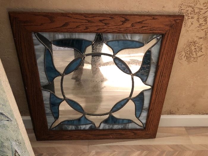 leaded glass framed mirror