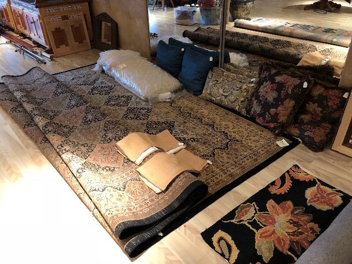 area rugs, pillows