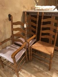 Straw woven ladderback chairs
