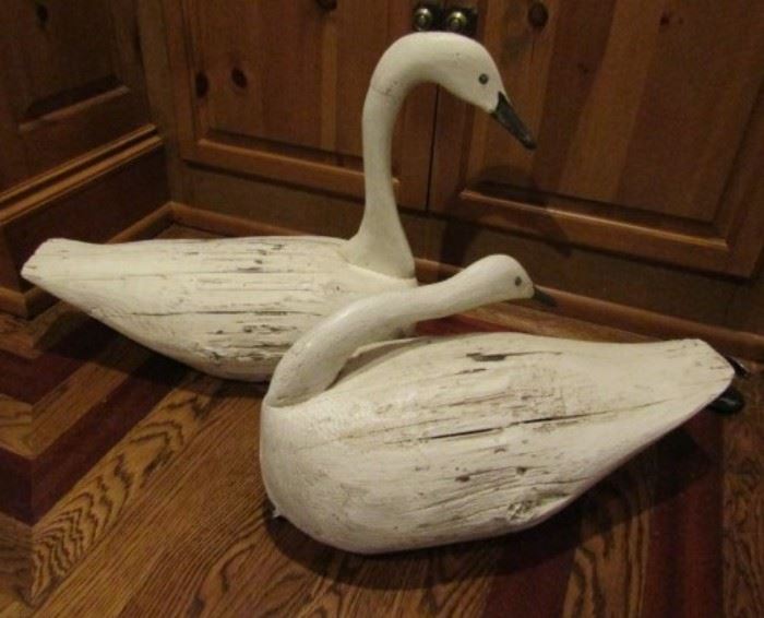 Antique white swan decoys