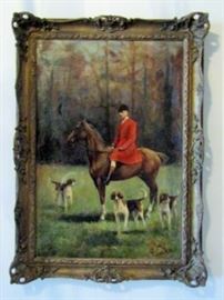 Douglas, Fox Hunting, oil on canvas 40"x28" (light damage), $1,800