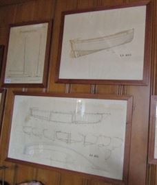 Architectural renderings of ships and boats.