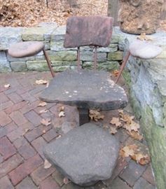 hand made stone chair and ottoman