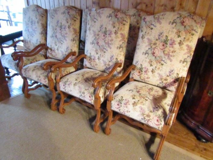 Set of 8 tapestry dining chairs
