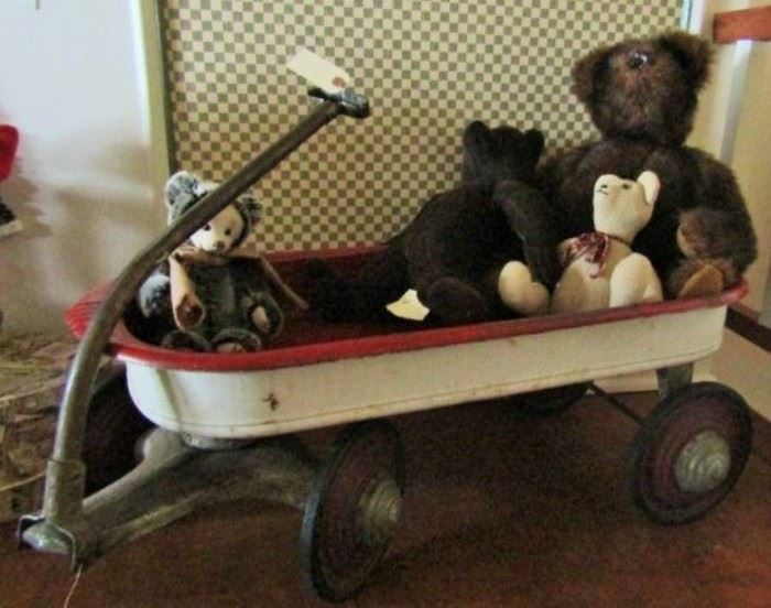 Stuffed bears and antique toys