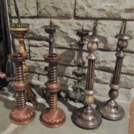 Candlestick collection including copper Keswick