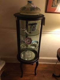 Curio cabinet with curved glass.  Needs work but this is a spectacular piece and is early 1900’s and all original glass.