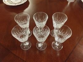 6 Lismore Crystal Glasses; Made by Waterford; Sold as a Set; 3"W x 3"D x 6"H; $130; Retails @ $50 a Glass; ref #: 19936