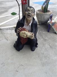 Halloween Vampire; Made of Resin; Functions as a Fountain; Measures about 3' High; $50