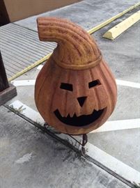Pumpkin Chiminea; Includes Lid & Stand; Crack on Lid
Perfect for the Coming Cold Weather; 21"W x 21"D x 36"H; $100; Price Reduced; ref #: 19856