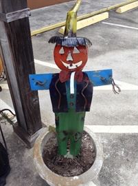 Metal Outdoor Scarecrow; Has Stakes for Your Garden; 22"W x 7"D x 45"H; $45