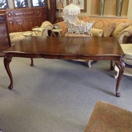 The elegance of Mediterranean style with the warm essence of the Islands resonate through the Casa Cristina Collection by Pulaski to create beautiful, livable furniture designed for today's lifestyle.
Carved apron & Carved legs; Table Comes w/ 6 Matching Chairs & 2 18"W Leafs; Made by Pulaski; 78"W x 46"D x 30"H; $700; Retails @ $1,100; ref #: 19943