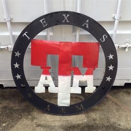 Giant A&M Metal Art; Painted A&M Colors; Perfect for Outdoors; Hand-Made in Mexico; 48" in Diameter; $188; ref #: 911