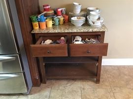 Small bar with marble top & 2 drawers