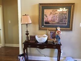 Sofa or entry table with lamp and other home decor