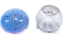 2. Two Glass Paperweights Including CAITHNESS Glass