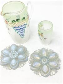 22. Pitcher Glass Set in Enameled Glass