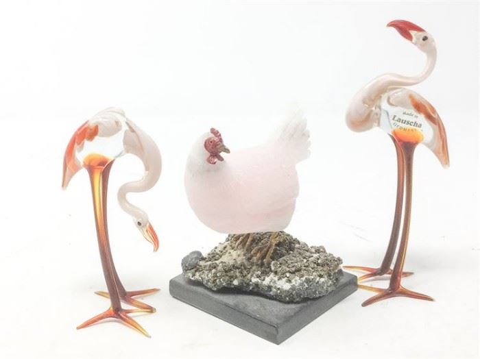 23. Pair of LAUSCHA German Glass Flamingos