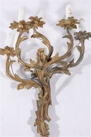 47. 20th c Five 5 Arm Brass Applique or Sconce