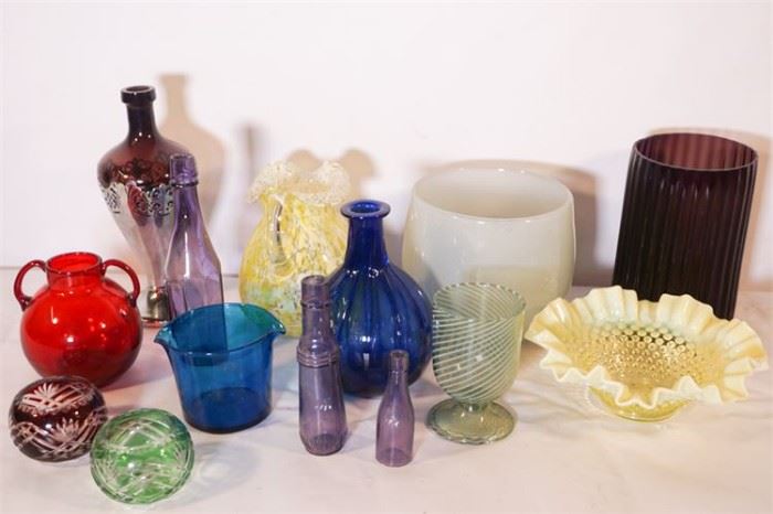 49. Lot of Decorative Colored Glass Objects