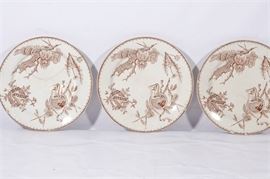 56. Three 3 Aesthetic Movement English Ironstone Dinner Plates