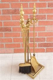 88. Set of Brass Fireplace Tools