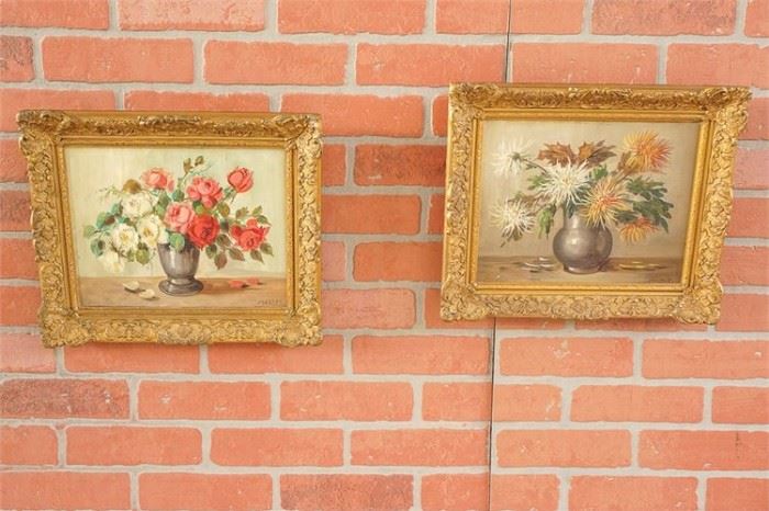94. Pair of Floral Still Lifes Paintings