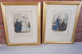 114. Pair of French La Mode Illustre Wall Prints