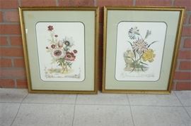 117. Pair Of Golden Framed Floral Prints