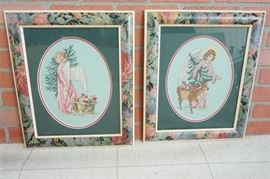 118. Pair of Christmas Needlepoint Framed Artwork