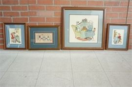 125. x4 Lot of Handmade Needlepoint Framed Art