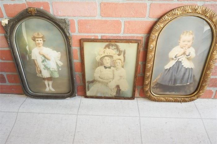 132. x3 Lot of Antique Portraits with Frames