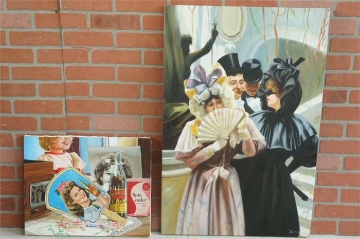 133. x2 Lot Large Canvas Paintings