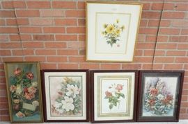 138. x5 Lot Framed Wall Art Floral